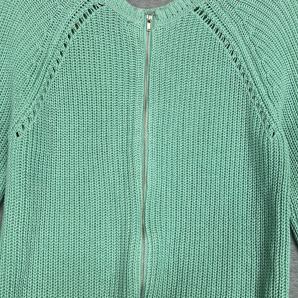 TIMING Mint Green Long Sleeve Scoop Neck Full Zipper Back with Hi Lo Hem Sweater - Picture 10 of 16